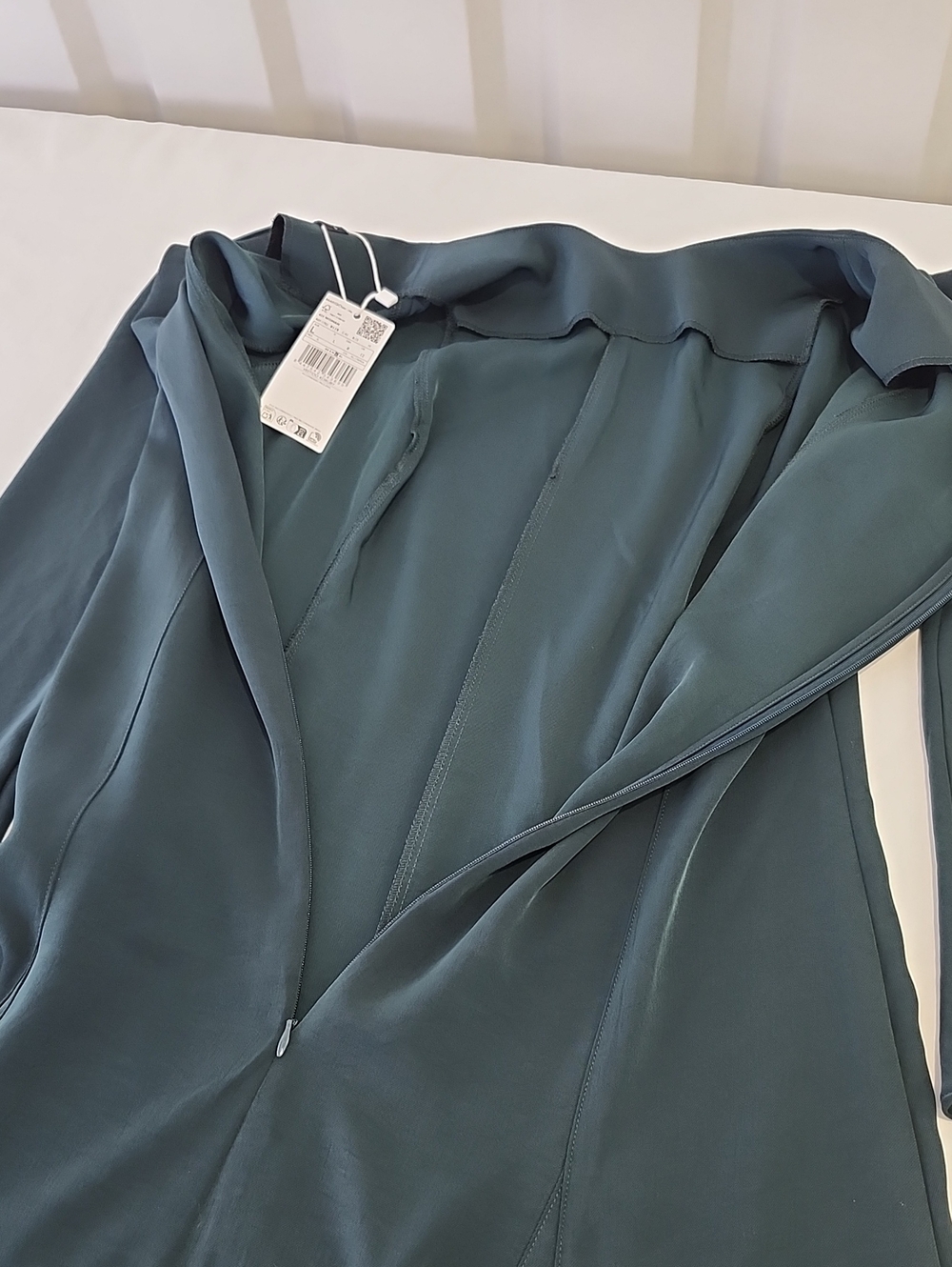 Mango MNG Womens Dark Green Long-Sleeve Flared Maxi Dress Sz 8 NWT Forest Fairy - Picture 4 of 10